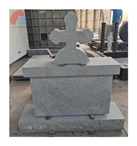 Imperial Grey Granite- Barre Grary Cross Tombstone