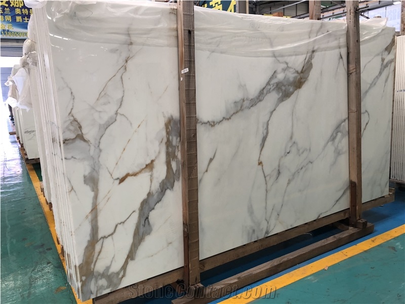 Nano Glass Golden Calacatta  Big Slabs