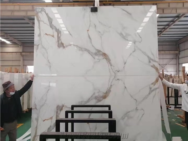 Nano Glass Golden Calacatta  Big Slabs