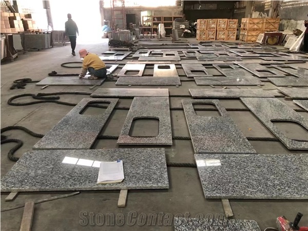 Chinese Sea Wave Spray White Custom Granite Countertop