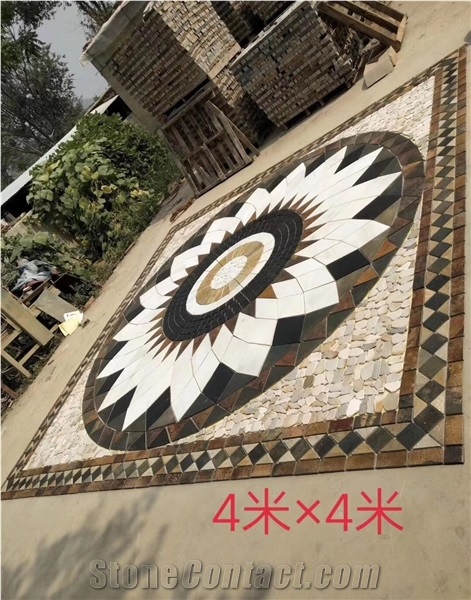 Stone Marble Meddallions For Hall Floor Tile