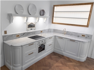 White Macaubas Quartzite Kitchen Countertop