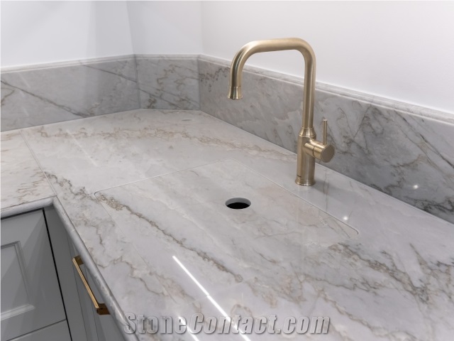 White Macaubas Quartzite Kitchen Countertop