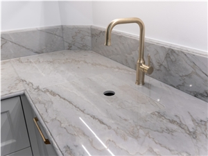 White Macaubas Quartzite Kitchen Countertop