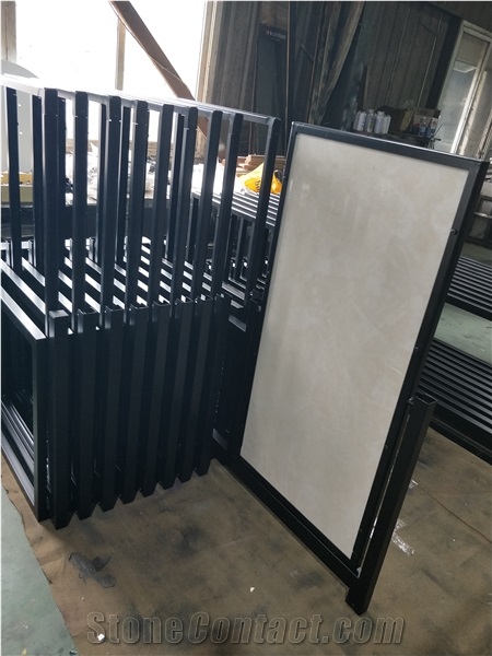 Large Slab Slide Rotating Display Stand Racks For 10 Panels