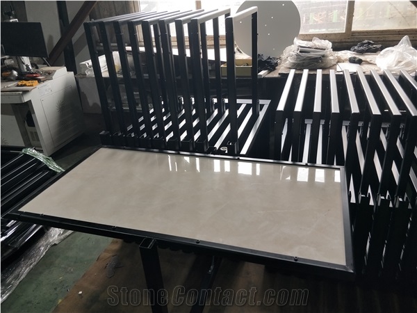 Large Slab Slide Rotating Display Stand Racks For 10 Panels