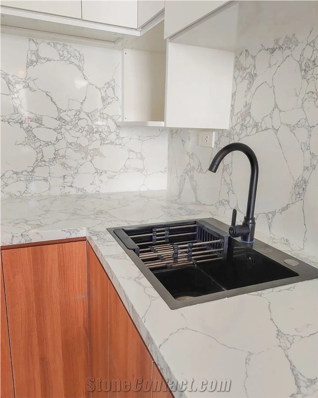 Carrara White Marble Engineered Stone Slabs & Tiles