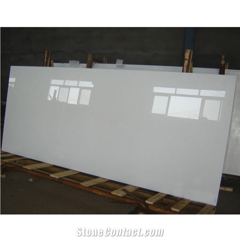 Pure White Artificial Marble Engineer Nano Glass Stone Slabs