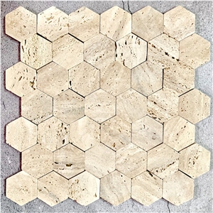 Beige Travertine Natural Mosaic Tiles