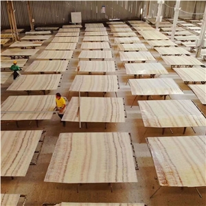 China Honey Yellow Onyx Slabs Natural Stone Tile