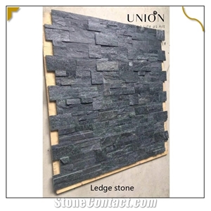 UNION DECO 18X35cm Z Shape Natural Black Quartzite Stone Wall Panel