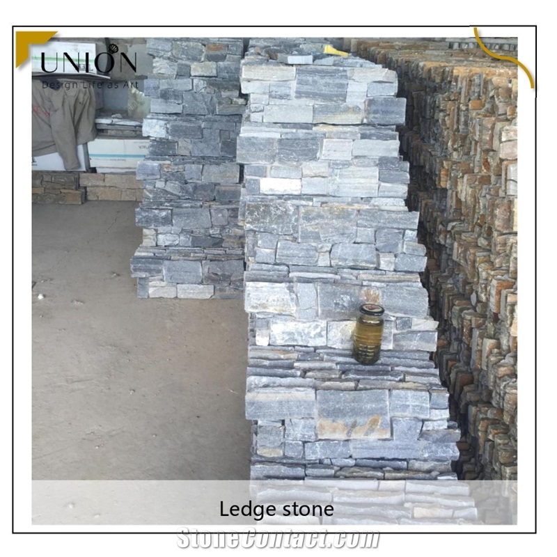 UNION DECO China Blue Slate Cladding Stone Ledger Stone Panel