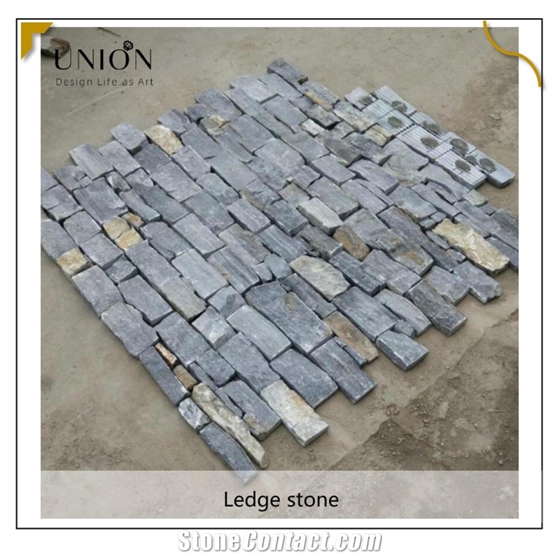 UNION DECO China Blue Slate Cladding Stone Ledger Stone Panel