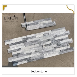 UNION DECO Cloudy Grey Z Shape Quartzite Stacked Ledgestone