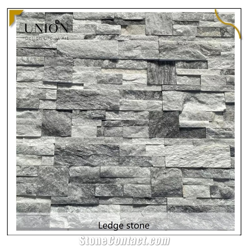 UNION DECO Interlock Cloudy Grey Quartzite Veneer Wall Panel