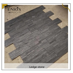 UNION DECO Natural Split Surface Black Slate Ledgestone Tile