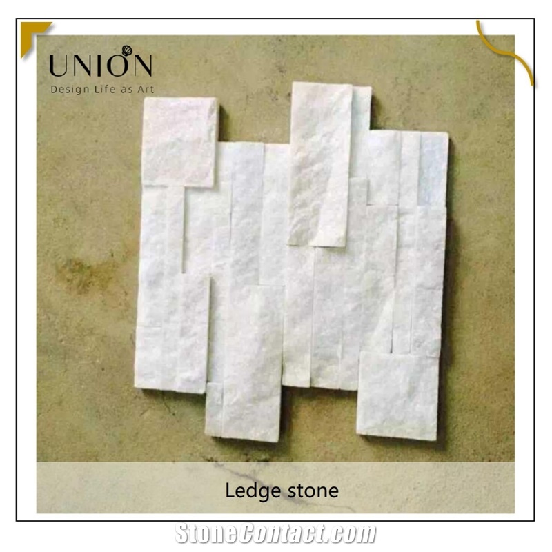UNION DECO Natural White Quartzite Stacked Stone Thin Veneer