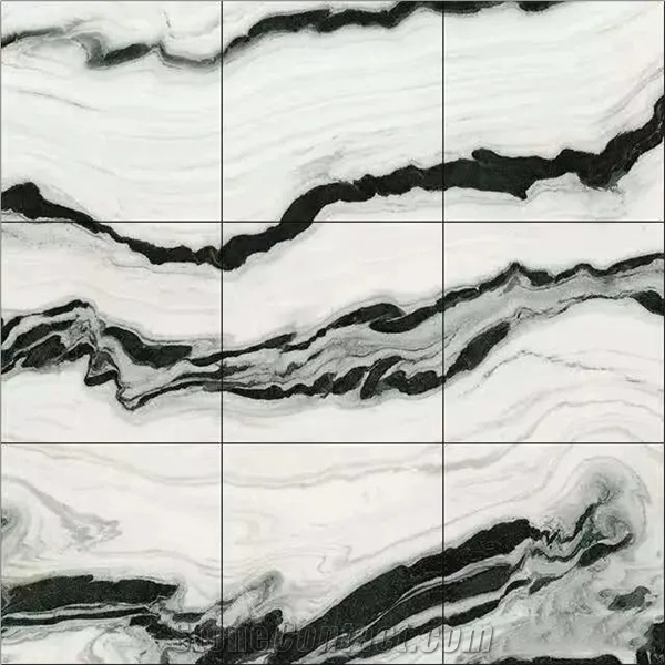 China Panda White Marble Slab Bookmatched Panda White Marble
