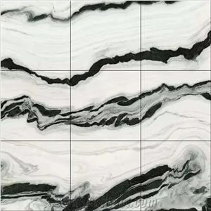 China Panda White Marble Slab Bookmatched Panda White Marble