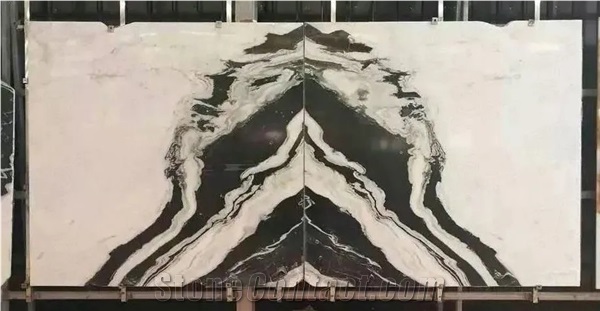 China Panda White Marble Slab Bookmatched Panda White Marble