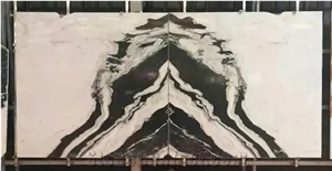 China Panda White Marble Slab Bookmatched Panda White Marble