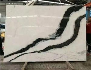 China Panda White Marble Slab Bookmatched Panda White Marble
