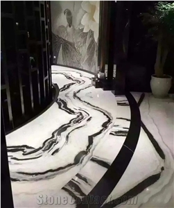 China Panda White Marble Slab Bookmatched Panda White Marble