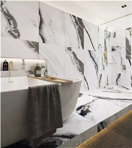 China Panda White Marble Slab Bookmatched Panda White Marble