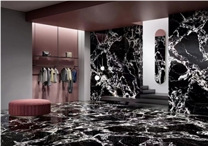 Napoleon Black Marble Slabs BVLGARI Black  Marble  Tiles
