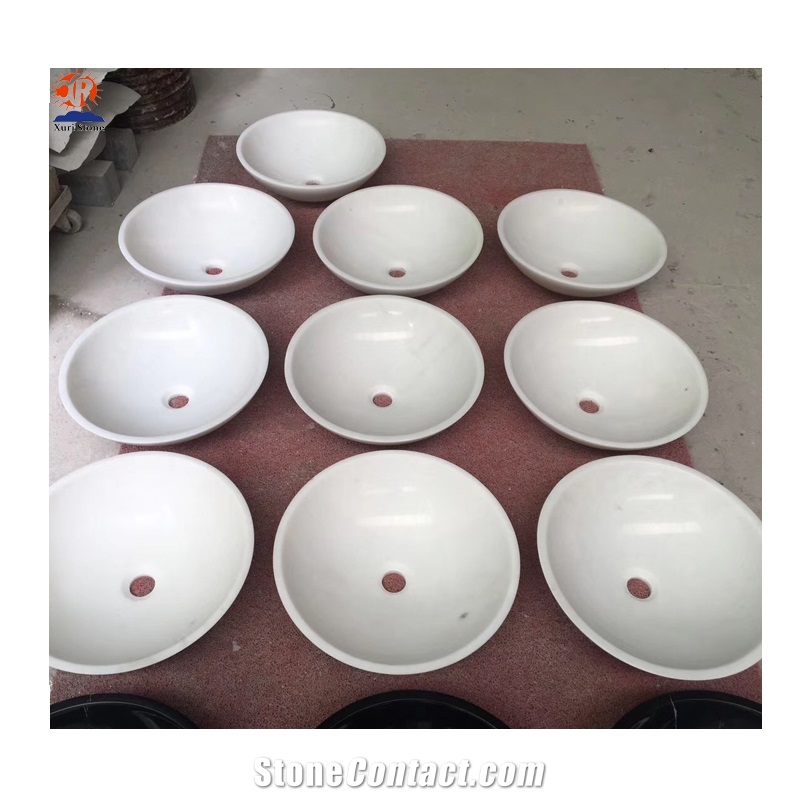 Customized China Han White Marble Bathroom Sinks