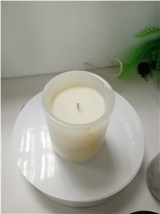 White Onyx Candle Jars With Lid For Home Decoration