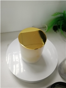 White Onyx Candle Jars With Lid For Home Decoration