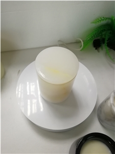 White Onyx Candle Jars With Lid For Home Decoration