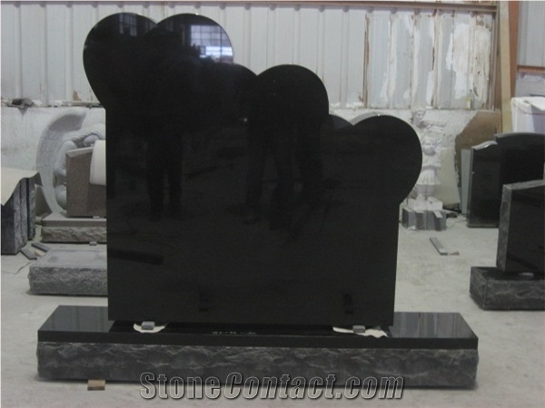 Absolute Black Companion Memorials Heart Headstone Monument