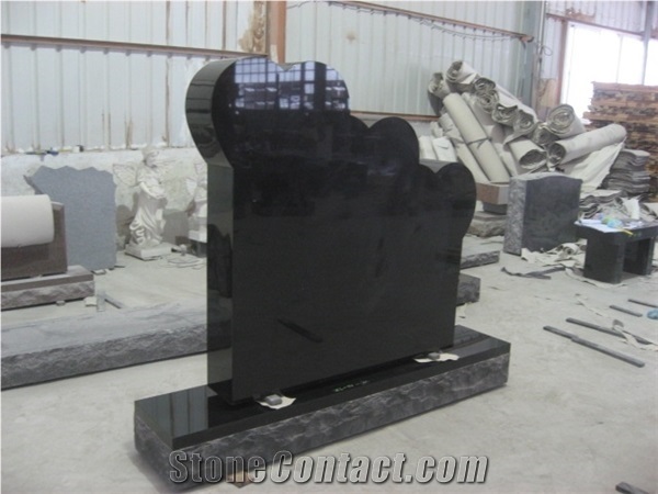 Absolute Black Companion Memorials Heart Headstone Monument