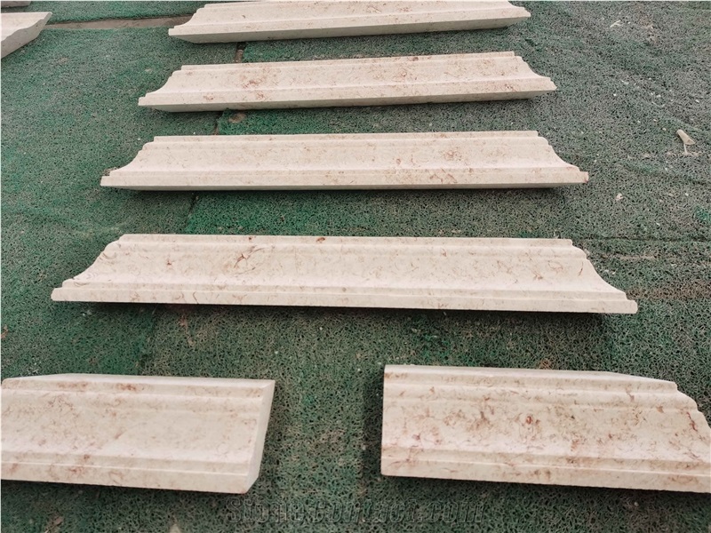 Beige Limestone Wall Molding Border Baseboard