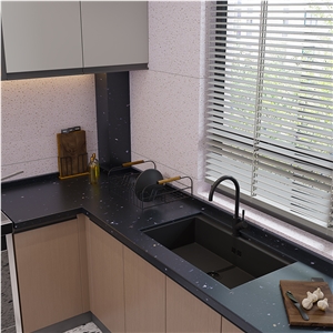DXW211 Long Stars Black Terrazzo Big Slab Tile