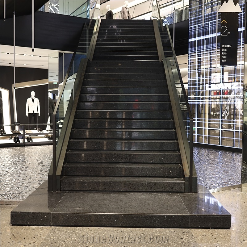 DXW211 Long Stars Black Terrazzo Big Slab Tile