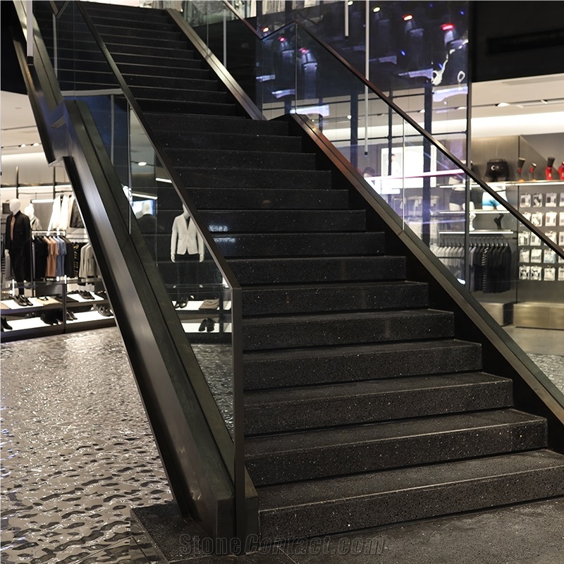 DXW211 Long Stars Black Terrazzo Big Slab Tile