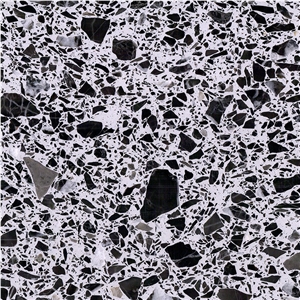 DXW303 Cappuccino White And Black Terrazzo Big Slab Tile