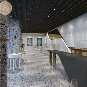 DXW303 Cappuccino White And Black Terrazzo Big Slab Tile