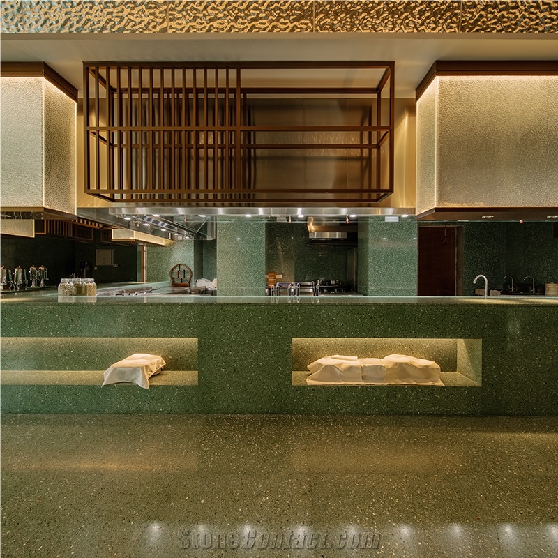 DXW708 Green Meadows Terrazzo Stone Slabs For Foor Wall