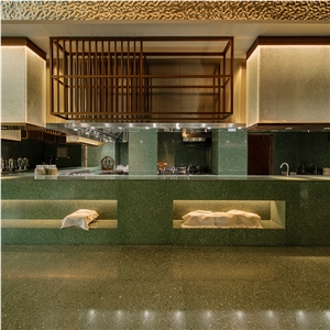 DXW708 Green Meadows Terrazzo Stone Slabs For Foor Wall