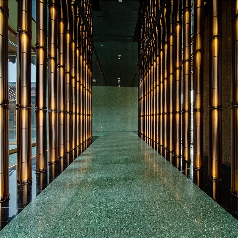DXW708 Green Meadows Terrazzo Stone Slabs For Foor Wall