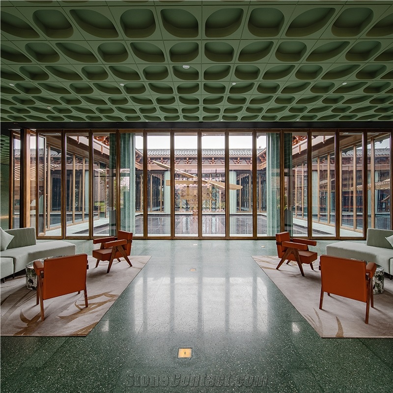DXW708 Green Meadows Terrazzo Stone Slabs For Foor Wall