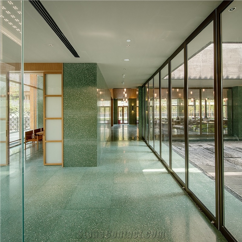 DXW708 Green Meadows Terrazzo Stone Slabs For Foor Wall