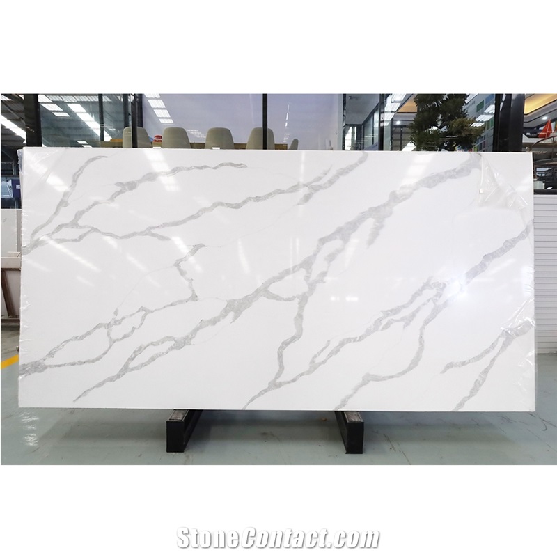 White Quartz Grey Veins Big Slab Tile