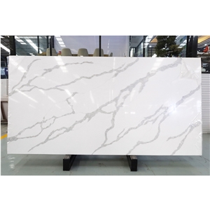 White Quartz Grey Veins Big Slab Tile