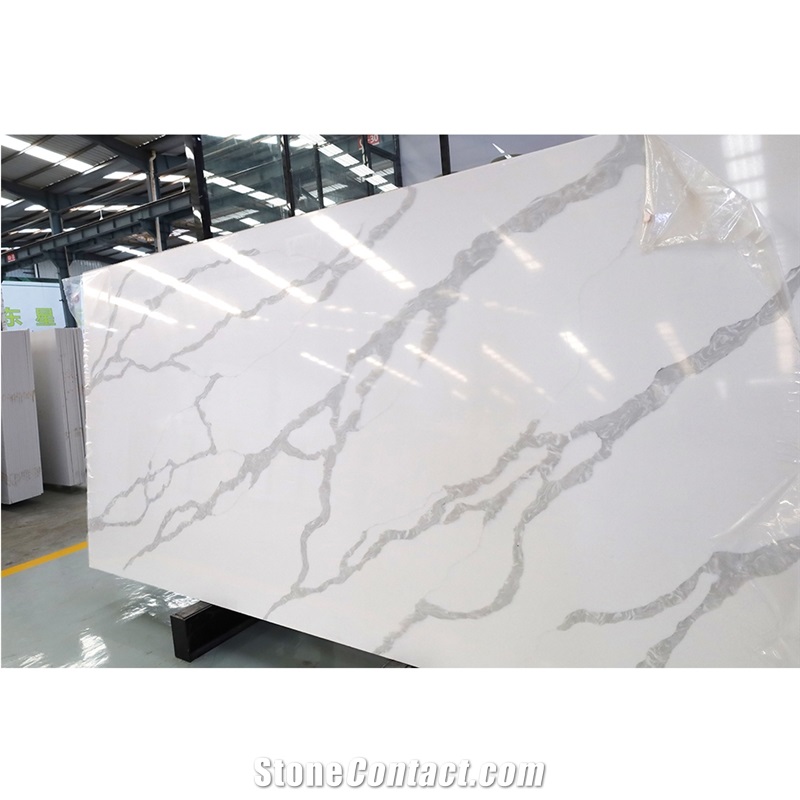 White Quartz Grey Veins Big Slab Tile