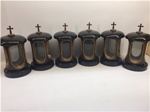 Black Granite Lamp Icon, Black Gabbro Monumental Lanterns, Memorial Lamps